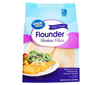 Great Value Wild Caught Flounder Skinless Fillets, 32 oz (Frozen)