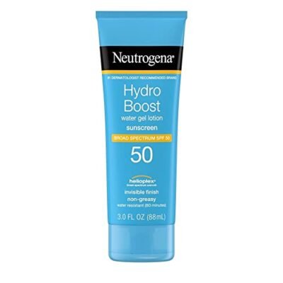Neutrogena Hydro Boost Moisturizing Water Gel Sunscreen Lotion with Broad Spectrum SPF 50, Water-Resistant & Non-Greasy Hydrating Sunscreen Lotion, Oil-Free, 3 fl. oz, Pack of 3