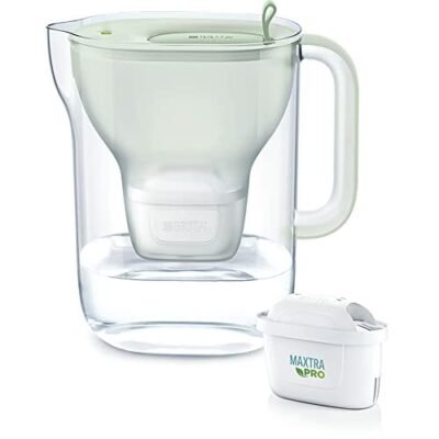 BRITA Water Filter Jug Style Eco Green (2.4 L) Includes 1 Maxtra Pro All-in-1 Cartridge - Sustainable Filter in Modern Design to Reduce Limescale, Chlorine, Lead and Impurities