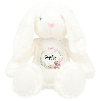 Personalised Bunny Rabbit, New Baby Gift, Personalised Plush Soft Toy, Your Name Teddy, Cuddly Toy, Girls and Boys Teddy Baby Shower Gift