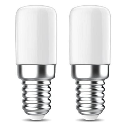 PURSNIC E14 LED Light Bulb Small, 1.5W LED Fridge Bulb Equivalent to 15W Halogen Bulb, Cool White 6000K,150LM SES Small Edison Screw Bulb, for Fridge and Sewing Machine, 360°Beam Angle, 2 Pack