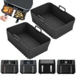 Silicone Air Fryer Liner 2-Pack for Ninja Duel 9,5L AF400UK AF300UK, 2023 Upgraded Air Fryer Accessories for Ninja Dual Air Fryer, Reusable Airfryer Liners
