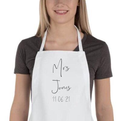 Personalised Adult Wedding Apron, Mr Mrs, Bridal, Bridesmaid Gift, Wedding Dress Apron, Bride to be, Flower Girl, Cover Up, Wedding Gift Custom Groom