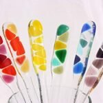 Handmade Set of Six Rainbow Glass Cocktail Stirrers, Drink Stirrers in a Gift Box