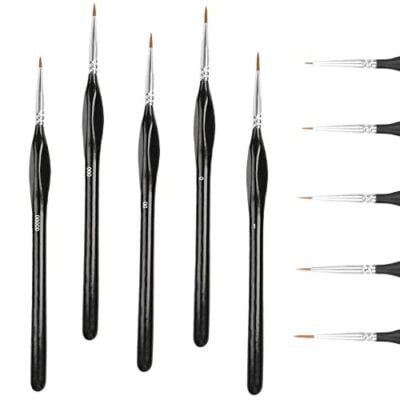 Fine Paint Brush Set, 5 Pcs Fine Detail Paint Brushes Small Model Paint Brush, Thin Artist Paint Brushes Miniature Painting Brushes for Acrylic Painting,Fine Detailing,Watercolour