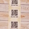 White QR Code stickers for business information. Have your Website, Facebook, Twitter, Instagram, Email, SMS, YouTube Channel, WiFi Code, address or any event wording on a barcode.