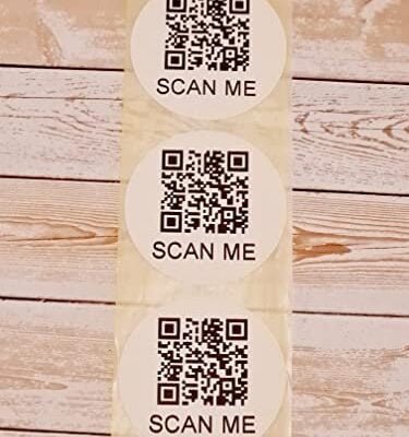 White QR Code stickers for business information. Have your Website, Facebook, Twitter, Instagram, Email, SMS, YouTube Channel, WiFi Code, address or any event wording on a barcode.