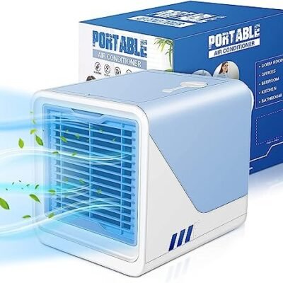 YurDoca Portable Air Conditioner, Personal Cooler Fan, 3 in 1 Evaporative With Large Capacity Water Tank, Quiet Mini Conditioner Desk Cooling Fan for Home, Bedroom, Travel, and Office, Grey