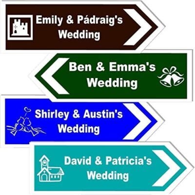 Personalised Wedding Direction Sign, Road Sign