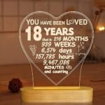 Happy Birthday Gifts, 3D Illusion Lamp Wood Heart Sign Night Light Warm Quote with Happy Birthday Gift for Family, Friends Sweet Present (18th)