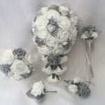 artificial wedding bouquets flowers silver grey