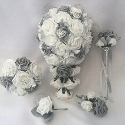 artificial wedding bouquets flowers silver grey