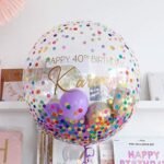 Create your Balloon in a Box. Gold Confetti. Own Text. Delivered to your door. Balloons Inside. Stars. Personalised any text. Helium Balloon. 24 inch Inflated.Surprise.