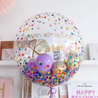 Create your Balloon in a Box. Gold Confetti. Own Text. Delivered to your door. Balloons Inside. Stars. Personalised any text. Helium Balloon. 24 inch Inflated.Surprise.