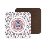 The Coronation 2023 – Coronation Coaster with Official Emblem & Floral Design, The Coronation of King Charles III and The Queen Consort – 6th May 2023, Gift, Souvenir, Keepsake, Memorabilia